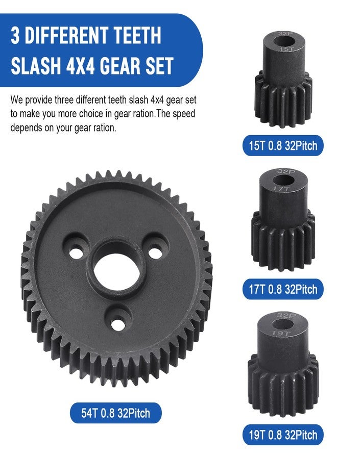 مجموعة تروس RC المعدنية الفولاذية 54T 32P مع تروس صغيرة 15T/17T/19T، بديلة للرقم 3956، متوافقة مع سيارات Traxxas Slash 4x4 4WD/2WD/VXL Rally/Stampede 4x4 VXL/Summit/E-REVO/T-Maxx/Rustler 4X4 VXL - Image 4